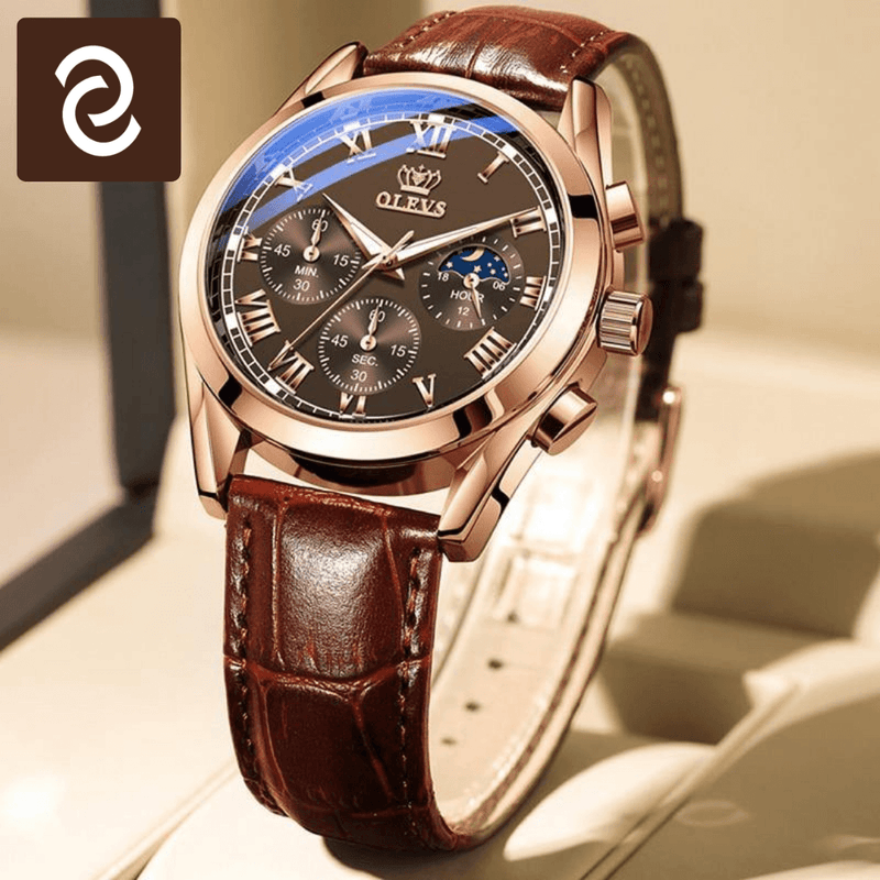 Relógio Masculino Couro Legítimo Elegant